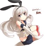  animal_ears blonde_hair commentary_request elbow_gloves fake_animal_ears gloves grey_eyes hairband kantai_collection long_hair looking_at_viewer maszom rabbit_ears shimakaze_(kantai_collection) sitting thigh-highs 