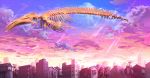  building city clouds flying_whale karita_(kali_lgk) no_humans original skeleton sky star_(sky) starry_sky tree 