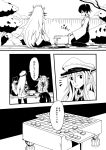  3girls bismarck_(kantai_collection) board_game boushi-ya comic hat highres jun&#039;you_(kantai_collection) kaga_(kantai_collection) kantai_collection monochrome multiple_girls peaked_cap revision shougi side_ponytail spiky_hair translated 