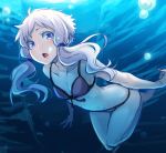  1girl :o air_bubble ayakura_juu barefoot breath bubble diving freediving holding_breath looking_at_viewer open_mouth purple_hair short_hair_with_long_locks sketch solo swimming swimsuit underwater violet_eyes vocaloid voiceroid yuzuki_yukari 