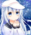  1girl blue_eyes hat hibiki_(kantai_collection) kantai_collection long_hair murasaki-neko school_uniform serafuku silver_hair solo verniy_(kantai_collection) 