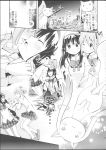  2girls absurdres akemi_homura highres hug kaname_madoka long_hair mahou_shoujo_madoka_magica maitake_(kinokonabe_hinanjo) monochrome multiple_girls school_uniform translation_request yuri 