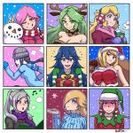  6+girls :d ;q akairiot animal_costume antlers artist_name beanie bell bell_collar blonde_hair blue_eyes blue_gloves blue_hair blue_sweater blush book breasts brown_eyes brown_hair cleavage coat collar collarbone cup deer_ears doubutsu_no_mori earmuffs earrings fire_emblem fire_emblem:_kakusei gift gloves green_eyes green_hair grey_hair hair_over_one_eye hat highres hoodie jewelry kid_icarus long_hair looking_at_viewer lucina super_mario_bros. metroid mole mole_under_mouth multiple_girls musical_note my_unit_(fire_emblem:_kakusei) navel nintendo one_eye_closed open_mouth orange_eyes palutena pink_hair pointy_ears ponytail princess_peach princess_zelda purple_scarf reindeer_antlers reindeer_costume rosetta_(mario) sack samus_aran santa_costume santa_hat scarf short_hair sidelocks singing smile snowflakes snowing snowman steam striped striped_scarf super_mario_bros. super_mario_galaxy super_smash_bros. sweater teeth the_legend_of_zelda the_legend_of_zelda:_twilight_princess tongue tongue_out turtleneck twintails v villager_(doubutsu_no_mori) white_skin wii_fit wii_fit_trainer winter_clothes winter_coat 