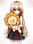  1girl bakemonogatari kou_mashiro long_hair looking_at_viewer monogatari_(series) oshino_shinobu smile solo stuffed_animal stuffed_lion stuffed_toy very_long_hair 