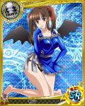  1girl artist_request breasts brown_hair card_(medium) character_name chess_piece demon_wings gloves hair_ribbon high_school_dxd large_breasts long_hair murayama_(high_school_dxd) official_art pawn ribbon solo trading_card twintails underwear wings yellow_eyes 