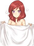  1girl absurdres breasts highres kaya_(yoshina9) love_live!_school_idol_project naked_towel nishikino_maki redhead short_hair solo towel violet_eyes 