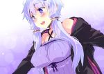  +_+ 1girl :d blush breasts hair_ornament hooded_jacket hoodie large_breasts long_hair open_mouth petenshi_(dr._vermilion) purple_hair smile solo twintails upper_body violet_eyes vocaloid yuzuki_yukari 