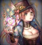  1girl blue_eyes breasts brown_hair cleavage gears green_eyes hat hat_feather lma long_hair monocle original solo steampunk 