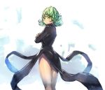  1girl bow_(bhp) crossed_arms curly_hair dress frown green_eyes green_hair onepunch_man solo standing tatsumaki thighs 