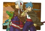  2boys a-tur belt breath_of_fire breath_of_fire_iv dramatica fou-lu gloves horns jewelry long_hair male_focus multiple_boys no_humans pointy_ears ryuu_(breath_of_fire_iv) white_hair won-qu 