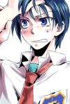  blue_eyes blue_hair clannad close-up ikuhashi_muiko male necktie okazaki_tomoya school_uniform short_hair solo 