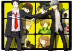  adachi_tohru amagi_yukiko aozora gun hanamura_yousuke handgun kujikawa_rise kuma_(persona_4) narukami_yuu persona persona_4 pistol satonaka_chie seta_souji shirogane_naoto sword weapon 