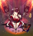 alto_seneka bass_guitar black_hair blush boots breasts choker cleavage fishnets guitar hands instrument k-on! legs open_mouth solo speaker thighhighs tongue 