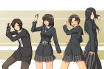  amagami belt cure_black cure_white fingerless_gloves futari_wa_precure futari_wa_pretty_cure gloves gray_pantyhose hiba_manaka kamen_rider kamen_rider_black kamen_rider_black_(series) kamen_rider_den-o kamen_rider_den-o_(series) magical_girl pantyhose parody pose precure school_uniform takahashi_maya tanaka_keiko toki_(artist) yuzuki_ruriko 