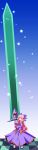  highres huge_sword huge_weapon long_hair oborotsuki_kakeru original pink_hair sword weapon 