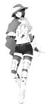  fantasy_earth_zero gauntlets hat hotpants monochrome short_hair short_shorts shorts smile thigh-highs thighhighs toshi_makoto zettai_ryouiki 