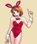  bare_legs bunny_ears bunnysuit fukusuke_hachi-gou orange_hair original rabbit_ears red_eyes short_hair simple_background 