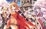  apple_o_archer armor blonde_hair cape cherry_blossoms crusader everyone food food_as_clothes fruit happy hunter hunter_(ragnarok_online) knight_(ragnarok_online) odawara_hakone petals priest priest_(ragnarok_online) ragnarok_online rogue rogue_(ragnarok_online) tree wizard wizard_(ragnarok_online) 