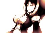  breasts highlights large_breasts monochrome multicolored_hair necktie sepia simple_background solo twintails utau yokune_ruko 