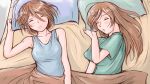  bed blush brown_hair closed_eyes long_hair pillow rozen_maiden rozenweapon short_hair siblings sisters sleeping souseiseki suiseiseki 