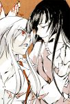  angry eye_contact face-to-face face_to_face fujiwara_no_mokou houraisan_kaguya long_hair multiple_girls red_eyes shou_shishi touhou 