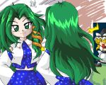  cosplay green_hair kirisame_marisa kochiya_sanae kochiya_sanae_(cosplay) lowres mima touhou walk-in 