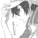  black_hair copyright_request echizen_ryoma hat monochrome prince_of_tennis short_hair source_request 