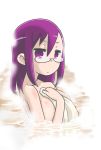  1girl bath club_game_kurabu glasses purple_hair suzushiro_seri tensei_ichi towel violet_eyes 