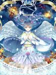  1girl angel angel_wings blue_eyes blue_hair highres original sakakidani short_hair sky solo star_(sky) starry_sky wings 