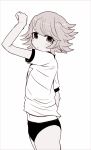  1boy buruma dangan_ronpa dangan_ronpa_1 fujisaki_chihiro monochrome otoko_no_ko short_hair solo underwear white_background 