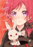  bow formal hair_bow hat lilylion26 love_live!_school_idol_project nishikino_maki parted_lips ponytail rabbit redhead suit tuxedo upper_body violet_eyes 