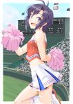  1girl black_eyes black_hair cheerleader idolmaster kikuchi_makoto looking_at_viewer miri_(ago550421) open_mouth short_hair solo 