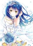  blue_hair blush brown_eyes dress gloves long_hair love_live!_school_idol_project sonoda_umi veil wedding 
