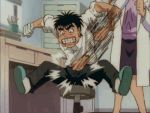  1boy 1girl animated animated_gif bandages clenched_teeth hajime_no_ippo lowres makunouchi_ippo punching slippers source_request 