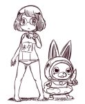  1girl :&lt; animal_ears bangs character_name glasses gun helmet innertube misora_inaho monochrome nollety pigeon-toed rabbit_ears school_swimsuit short_hair sketch spacesuit standing swimsuit usapyon watch weapon white_background youkai youkai_watch youkai_watch_(object) 