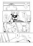  1boy 2girls :d ^_^ ahoge aircraft_carrier_oni capera closed_eyes comic covered_mouth crying kantai_collection long_hair monochrome multiple_girls northern_ocean_hime one_side_up open_mouth petting shinkaisei-kan smile translation_request 