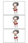  1girl absurdres chibi comic detached_sleeves eating hachimaki headband highres kantai_collection looking_at_viewer nagara_(kantai_collection) nanakusa_nazuna one_side_up pleated_skirt school_uniform serafuku skirt solo translation_request 