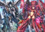  +_+ 1girl aguy arm_up armor armored_boots armpits ass_visible_through_thighs assault_rifle blue_sky building cityscape cleavage_cutout clouds day elbow_gloves eyebrows eyebrows_visible_through_hair floating gloves greaves gun headband heart highleg holding_gun holding_weapon looking_at_viewer machine_gun magical_girl mecha mecha_musume navel open_mouth original purple_hair red_armor rifle robot shiny shiny_hair shiny_skin short_hair sky thigh-highs thrusters turtleneck vambraces violet_eyes wand weapon 