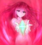  1girl an_(ankoromomo) crystal glowing highres long_hair minashiro_orihime navel nude outstretched_arms pink pink_eyes sketch smile solo soukyuu_no_fafner spoilers 