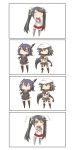  4koma absurdres beret black_hair cape comic crossed_arms detached_sleeves eyepatch green_hair hat headgear highres isuzu_(kantai_collection) kantai_collection kiso_(kantai_collection) long_hair nanakusa_nazuna pleated_skirt school_uniform serafuku silent_comic skirt tenryuu_(kantai_collection) twintails very_long_hair you&#039;re_doing_it_wrong 