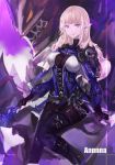  1girl annnna artist_name blonde_hair dungeon_and_fighter long_hair looking_at_viewer pointy_ears smile solo thanatos_(dungeon_and_fighter) thief_(dungeon_and_fighter) violet_eyes 