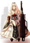  1girl alternate_costume armor armored_dress blonde_hair cannon dearmybrothers gauntlets green_eyes kantai_collection layered_dress long_hair looking_at_viewer solo steampunk very_long_hair yuudachi_(kantai_collection) 