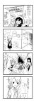  4koma 51_(akiduki) 6+girls :3 absurdres alternate_weapon blank_eyes blank_stare blouse breasts chibi comic convenient_censoring deformed eyepatch flipped_hair hair_between_eyes headgear highres kantai_collection large_breasts long_hair maikaze_(kantai_collection) miniskirt monochrome multiple_girls mutsu_(kantai_collection) nagato_(kantai_collection) naked_ribbon necktie nowaki_(kantai_collection) nude open_mouth partially_translated ribbon roma_(kantai_collection) scythe shade short_hair side_ponytail skirt tatsuta_(kantai_collection) tenryuu_(kantai_collection) translation_request triangle_mouth weapon 