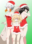  3girls aquarion_logos highres kikogami_kokone multiple_girls santa_costume tsukigane_maia uminagi_karan 