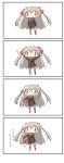  &gt;:) 1girl 4koma :&gt; absurdres amatsukaze_(kantai_collection) aoki_ume_(style) arms_up blush border brown_dress choker comic dress full_body grey_hair hair_tubes hair_tubes_removed highres kantai_collection long_hair looking_at_viewer motion_lines nanakusa_nazuna sailor_dress short_dress simple_background solo striped striped_legwear tenga thigh-highs twintails two_side_up very_long_hair waving_arms white_background wide_face zettai_ryouiki |_| 
