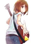  brown_hair chiigo guitar hirasawa_yui instrument k-on! looking_back outstretched_hand solo 