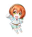  1girl chibi gloves highres hoshizora_rin kuena love_live!_school_idol_project open_mouth orange_hair short_hair snow_halation solo yellow_eyes 