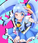  1girl artist_request blue_eyes blue_hair blush cure_princess dress female happinesscharge_precure! long_hair magical_girl precure shirayuki_hime smile solo source_request tiara twintails wink 