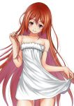  1girl aihara_enju black_bullet dress long_hair looking_at_viewer muffin_(sirumeria) red_eyes redhead simple_background smile solo very_long_hair white_background white_dress 