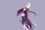  1boy armor blonde_hair cape fire_emblem fire_emblem_if gloves grey_background kuzumosu siegbert_(fire_emblem_if) simple_background solo sword violet_eyes weapon 